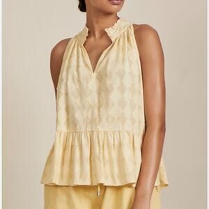 Apiece Apart Cream Nissi Tiers Fil Coupe Voile Tank Top Size M Ivory Preppy City